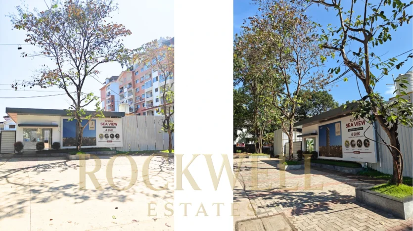 Rohan Sea View construction site entrance real photo collage Mannagudda Mangalore