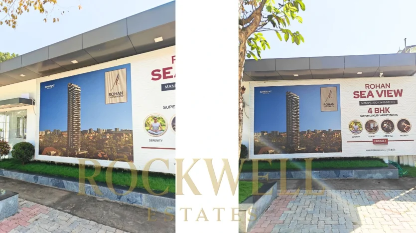 Rohan Sea View branding wall real construction site photo Mannagudda Mangalore