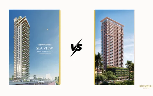 Rohan Sea View vs Mahalaxmi comparison featured image comparing luxury apartment projects in Mangalore including pricing, location, amenities, and investment value